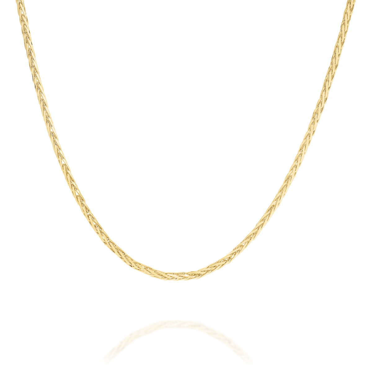 18K Yellow Gold Wheat Link Diamond Cut Chain &#8211; Small
