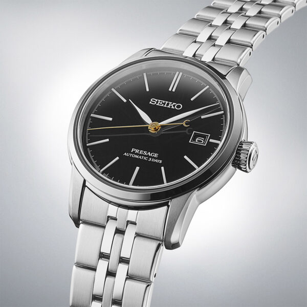 Seiko Presage SPB405J 40.2mm Craftsmanship Series watch with deep black Urushi dial and stainless steel bracelet