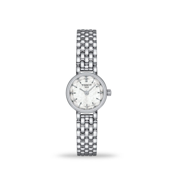 Tissot Lovely Round 19.5mm T1400091111100 watch with white mother-of-pearl dial and stainless steel bracelet