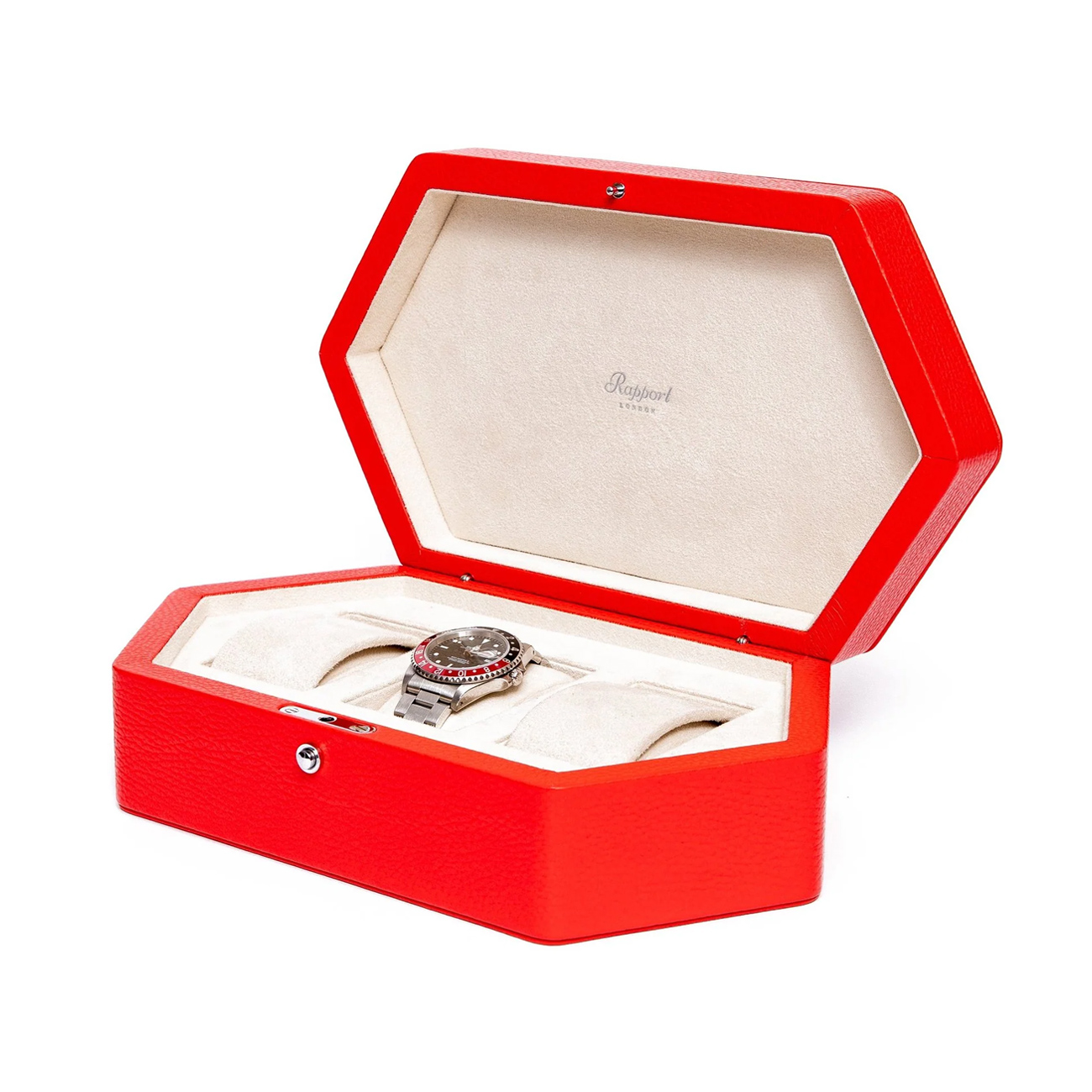 Rapport Portobello Triple Watch Box In Red Leather