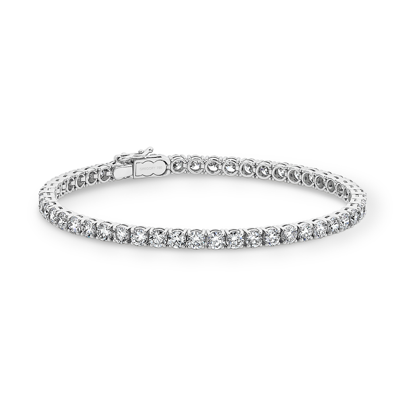 18K White Gold Classic Diamond Tennis Bracelet 2ct - 10ct options