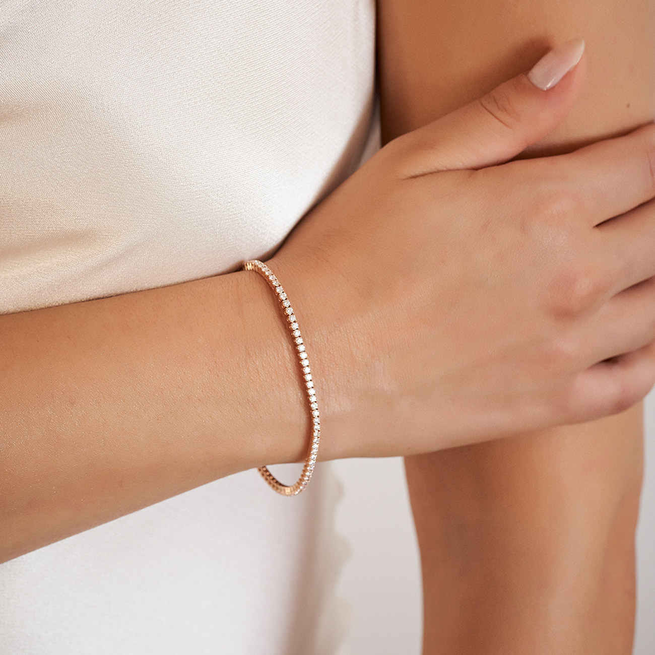 Classic Diamond Tennis Bracelet in 18K Rose Gold