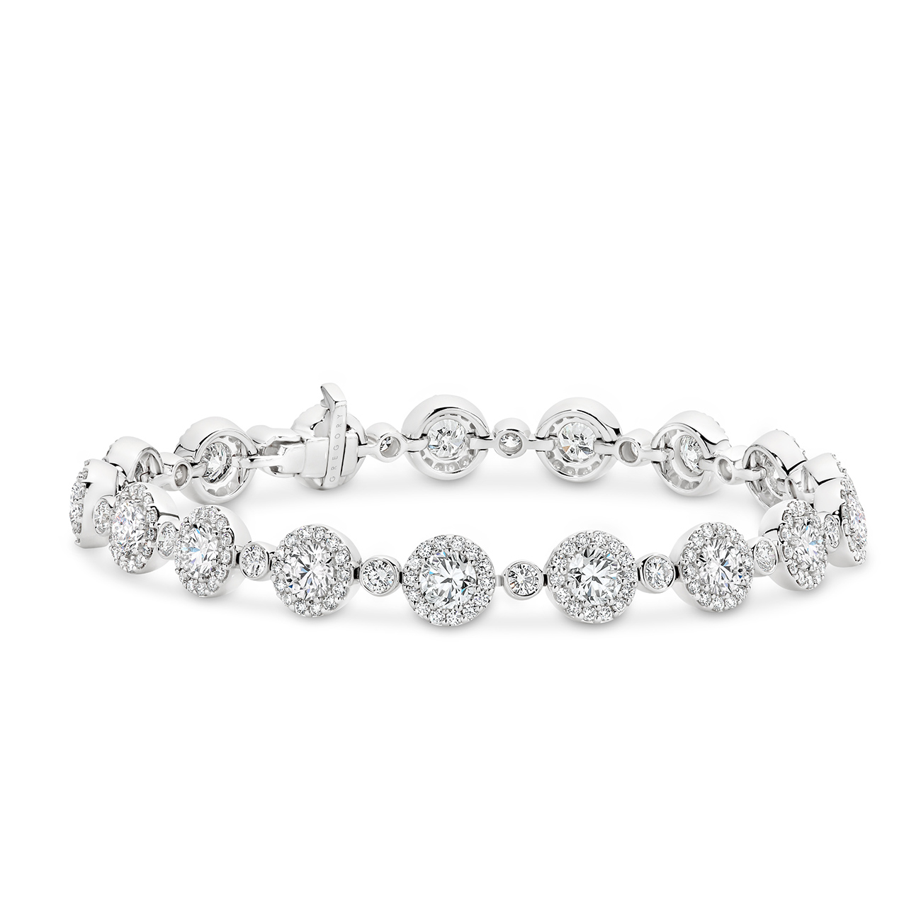 Classic Halo Diamond Bracelet In 18K White Gold