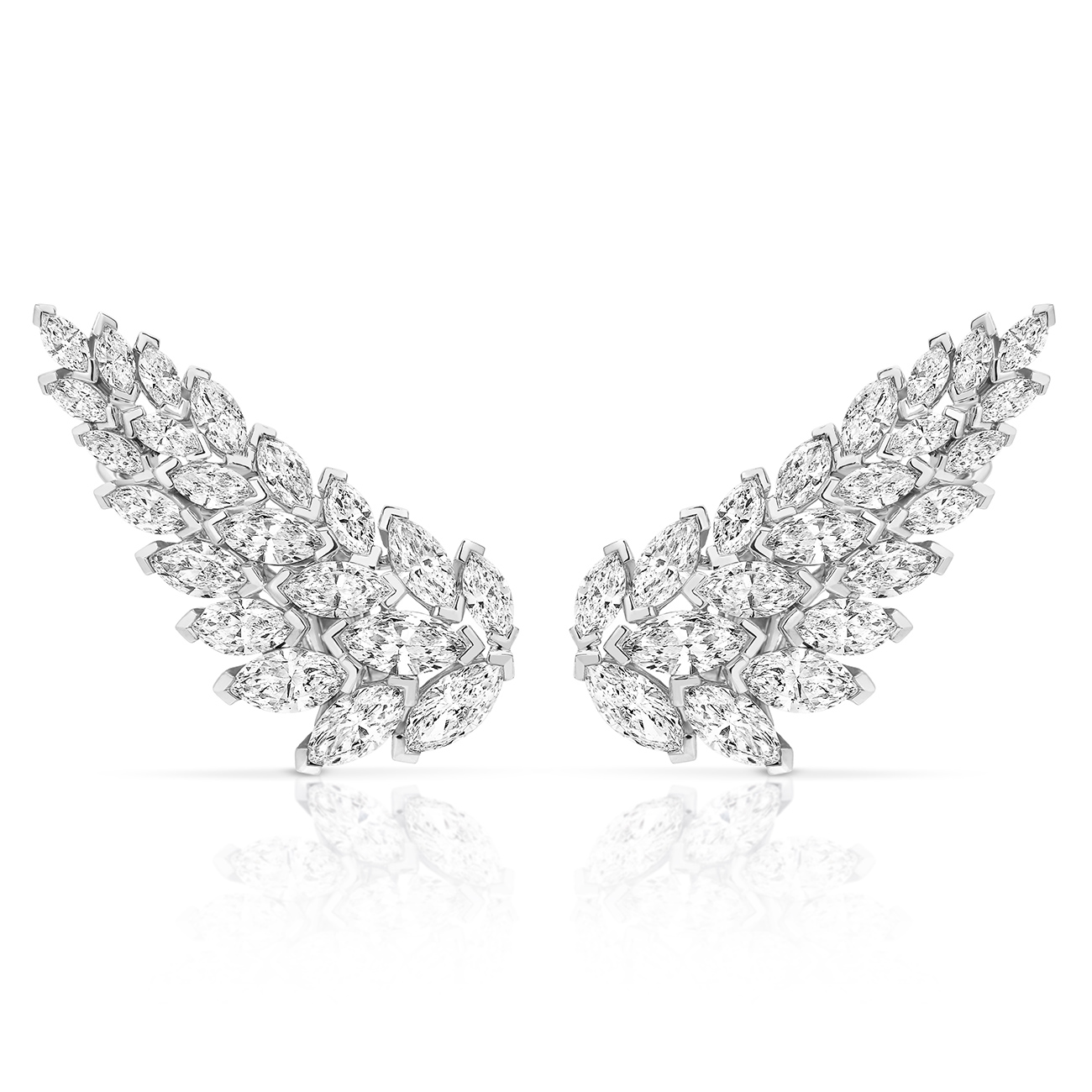 Marquise Diamond Wing Earrings In 18K White Gold