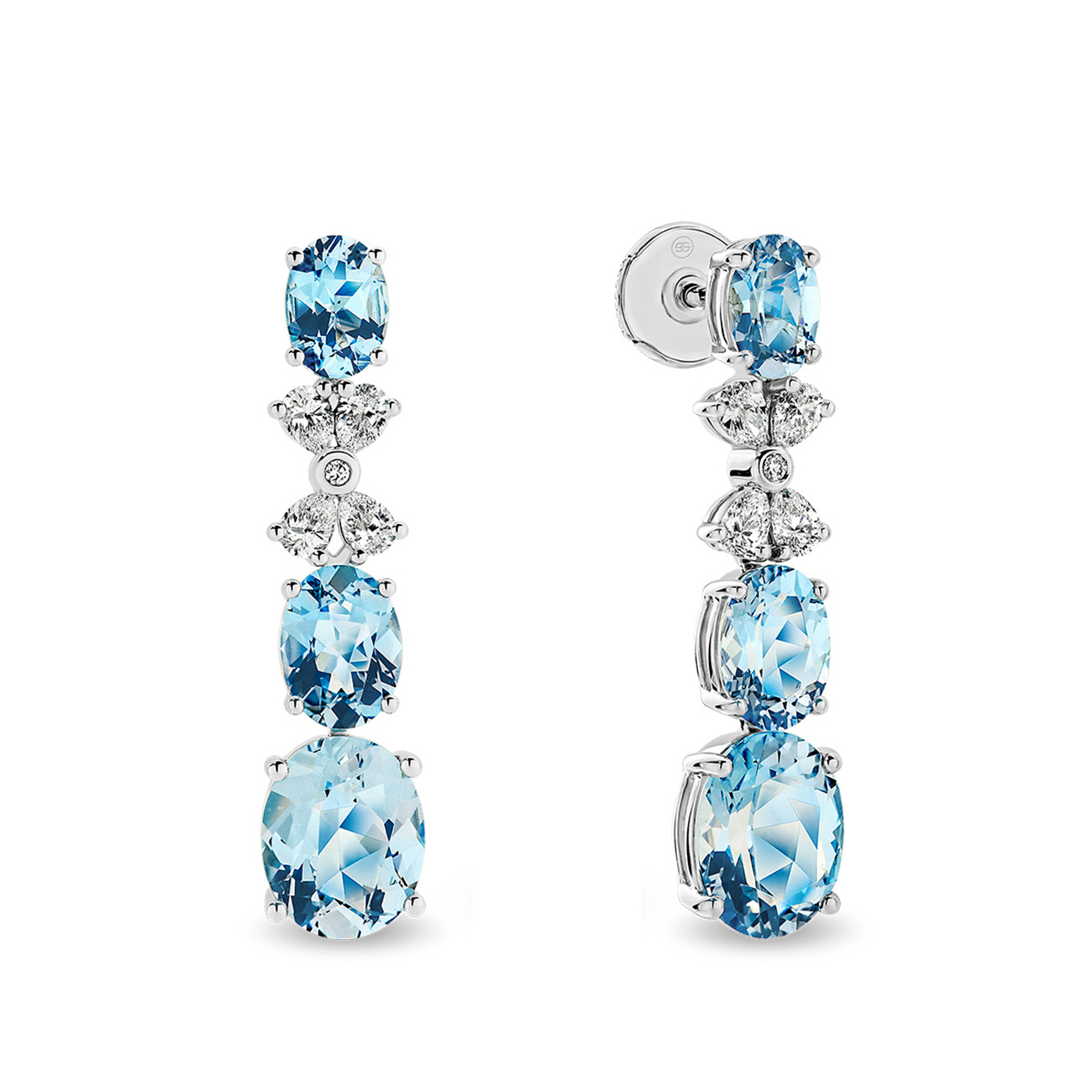 Blue Topaz & Diamond Cocktail Drop Earrings