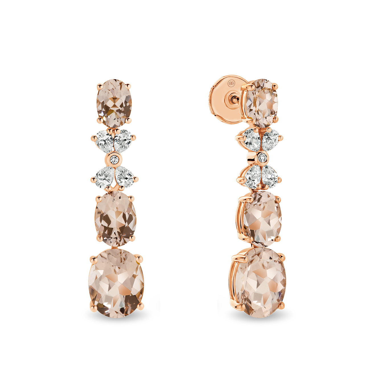 Morganite &#038; Diamond Cocktail Drop Earrings