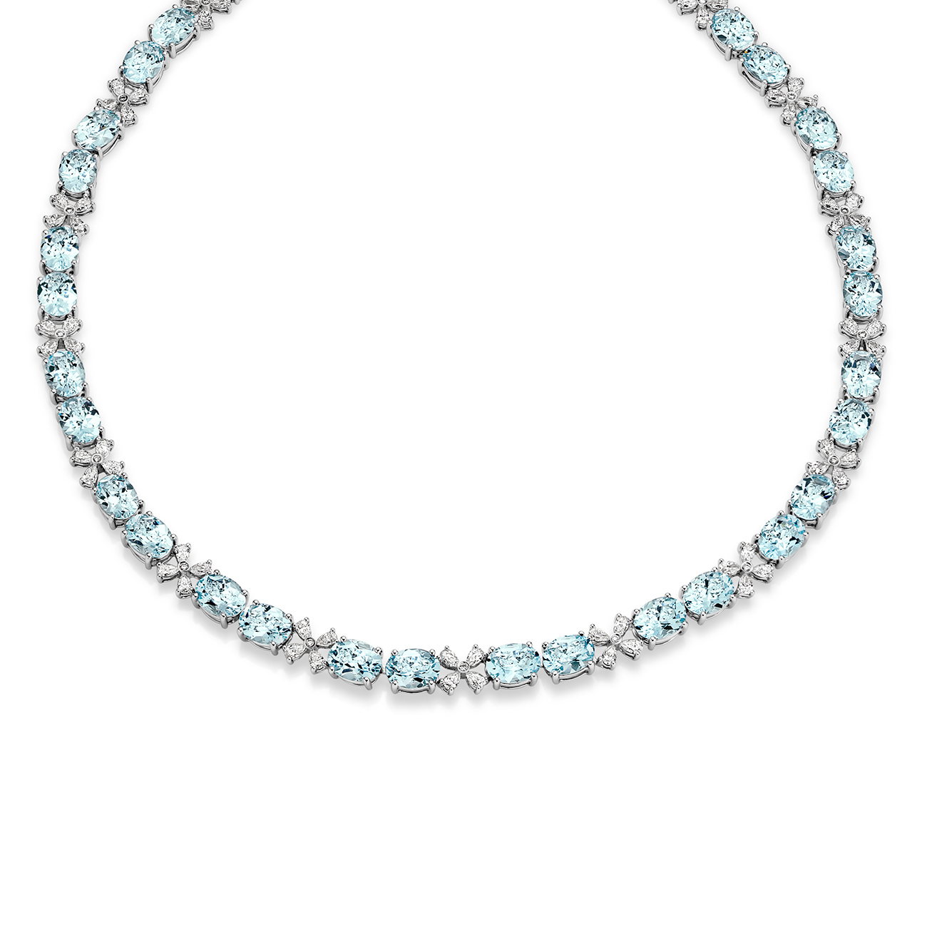 Blue Topaz & Diamond Cocktail Collier In 18K White Gold