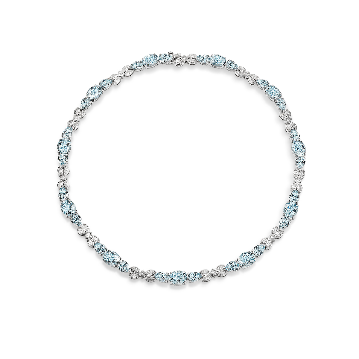 18K White Gold Aquamarine &#038; Diamond Collier