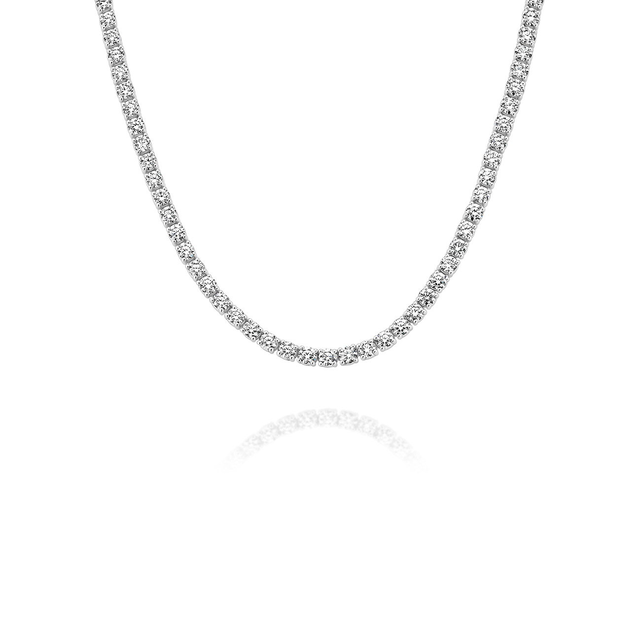 18K White Gold Round Brilliant Classic Diamond Tennis Necklace 7.00ct