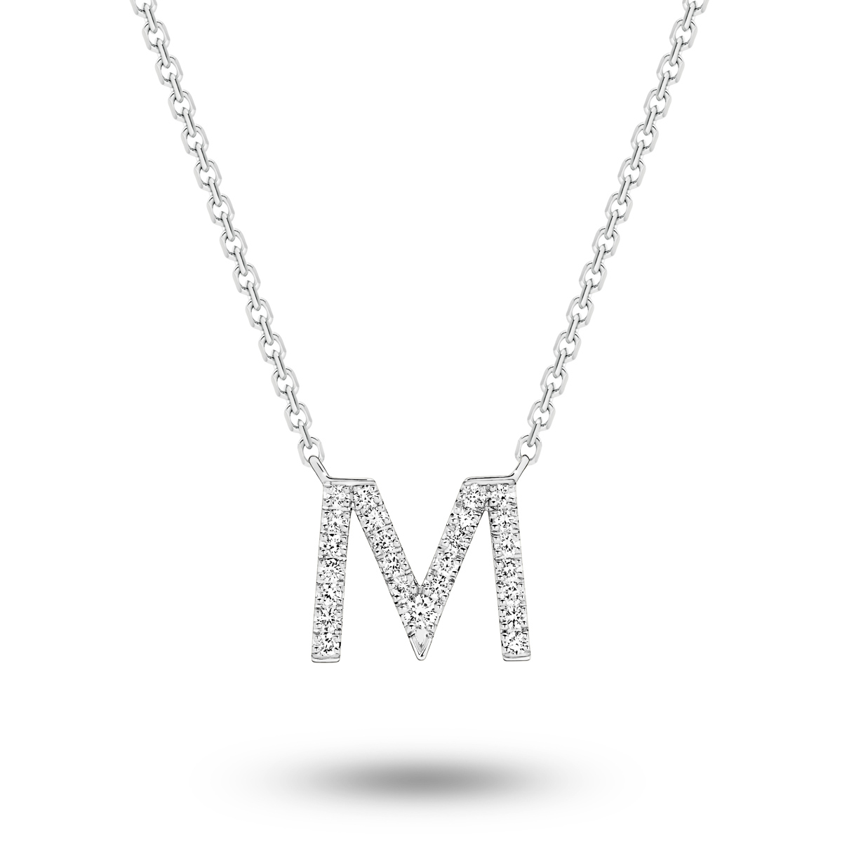 18K Diamond Set Initial M Necklace