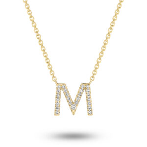 18K Diamond Set Initial M Necklace