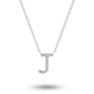 18K Diamond Set Initial J Necklace