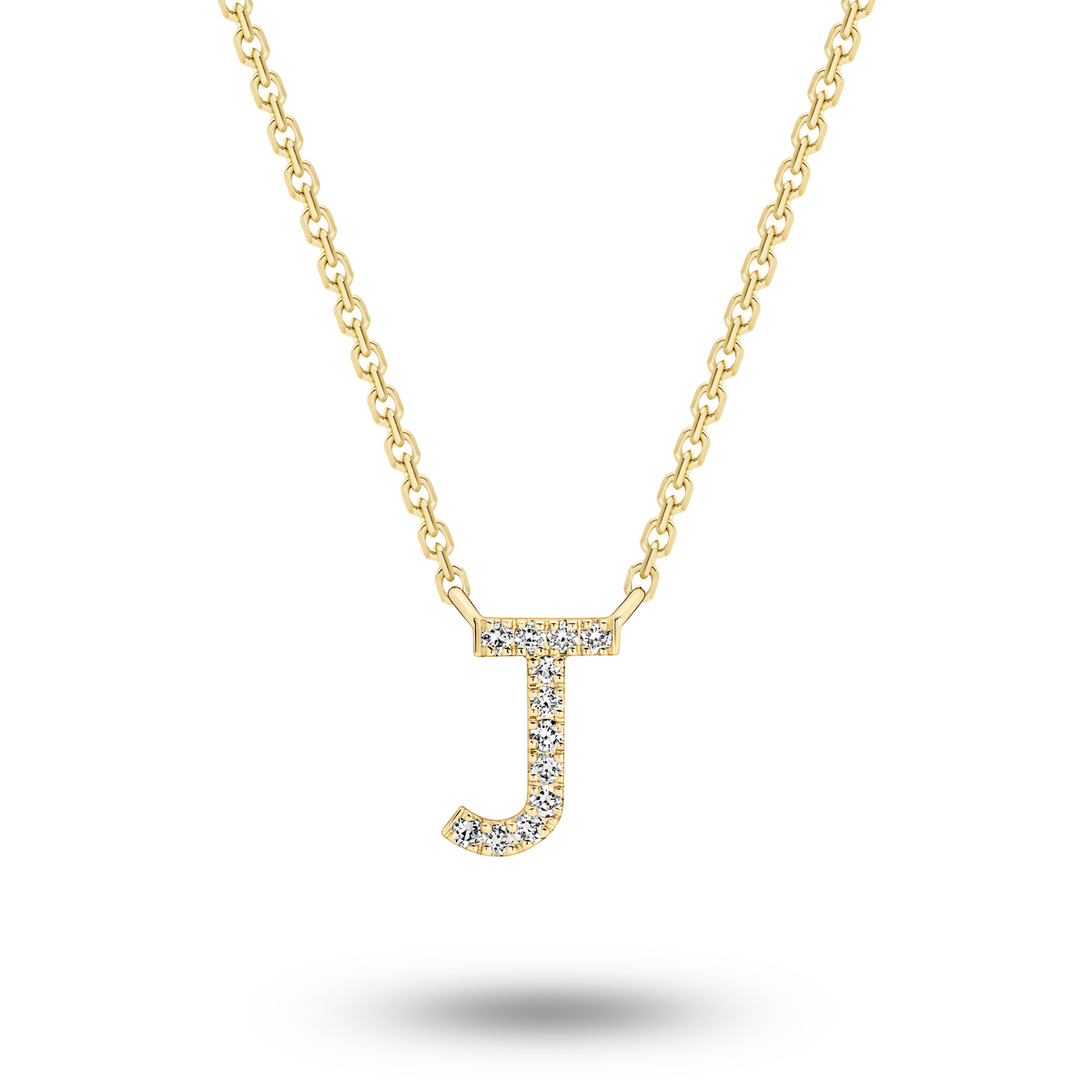 18K Diamond Set Initial J Necklace