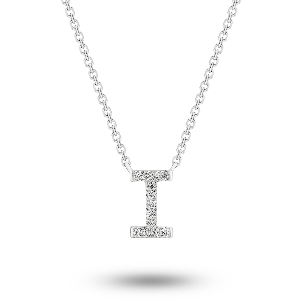 18K Diamond Set Initial I Necklace