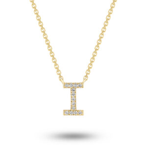 18K Diamond Set Initial I Necklace