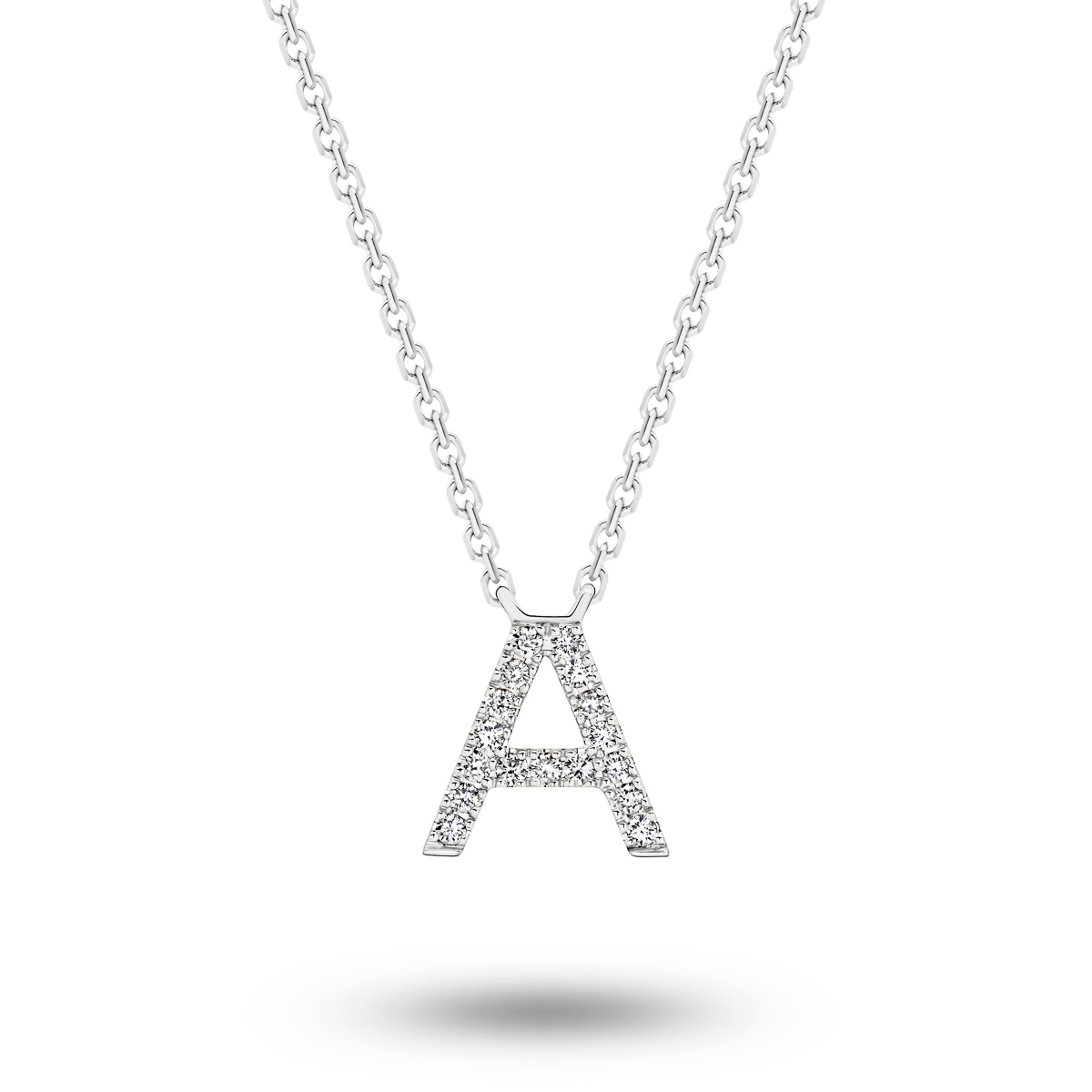 18K Diamond Set Initial A Necklace