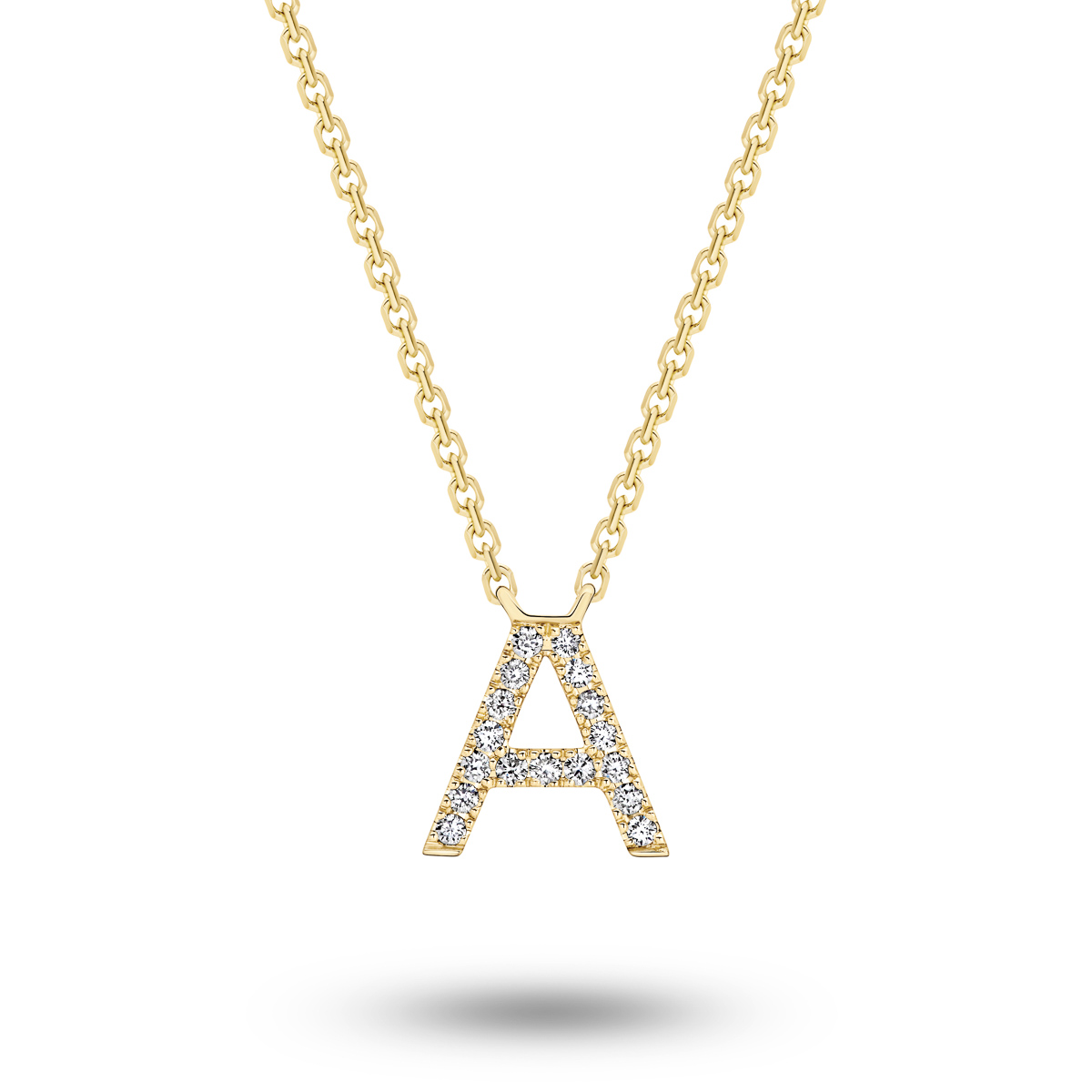 18K Diamond Set Initial A Necklace