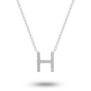 18K Diamond Set Initial H Necklace