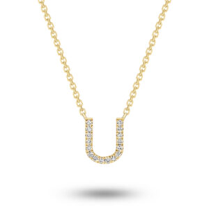 18K Diamond Set Initial U Necklace