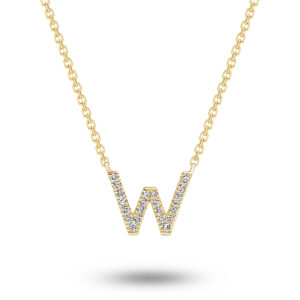 18K Diamond Set Initial W Necklace