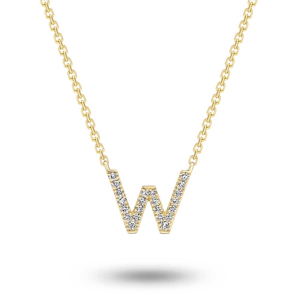 18K Diamond Set Initial W Necklace