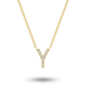 18K Diamond Set Initial Y Necklace