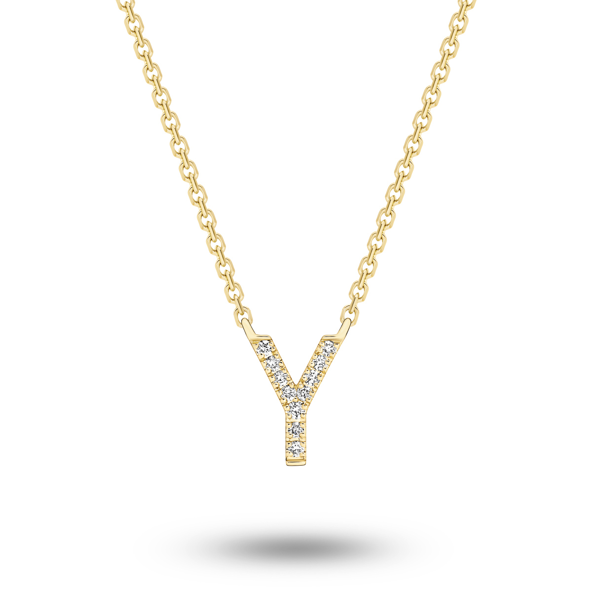 18K Diamond Set Initial Y Necklace
