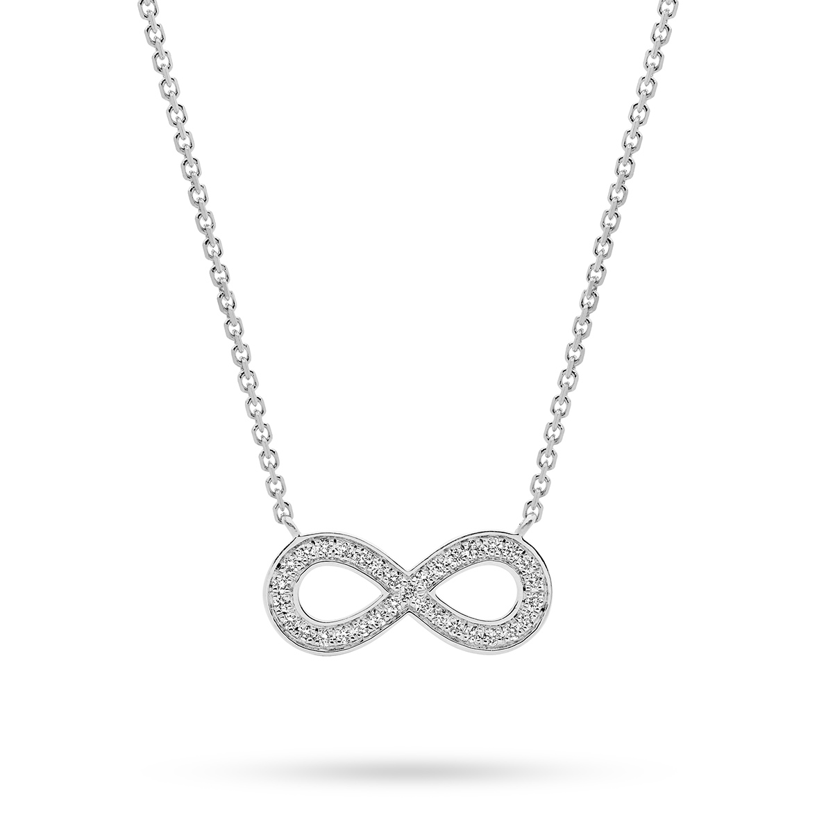 18K White Gold Diamond Infinity Necklace