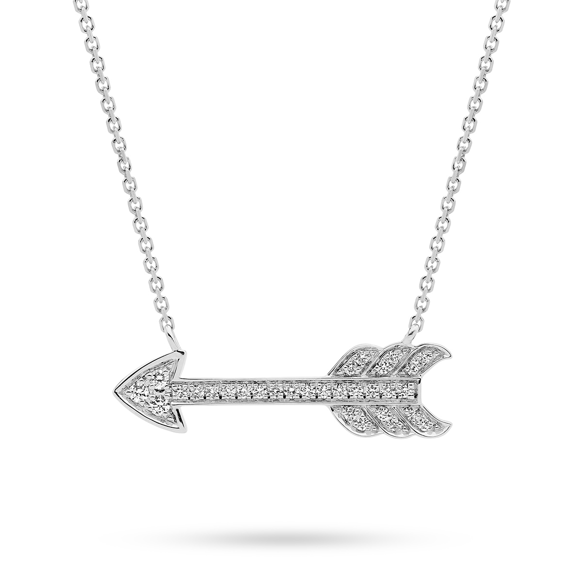 18K White Gold Diamond Arrow Necklace