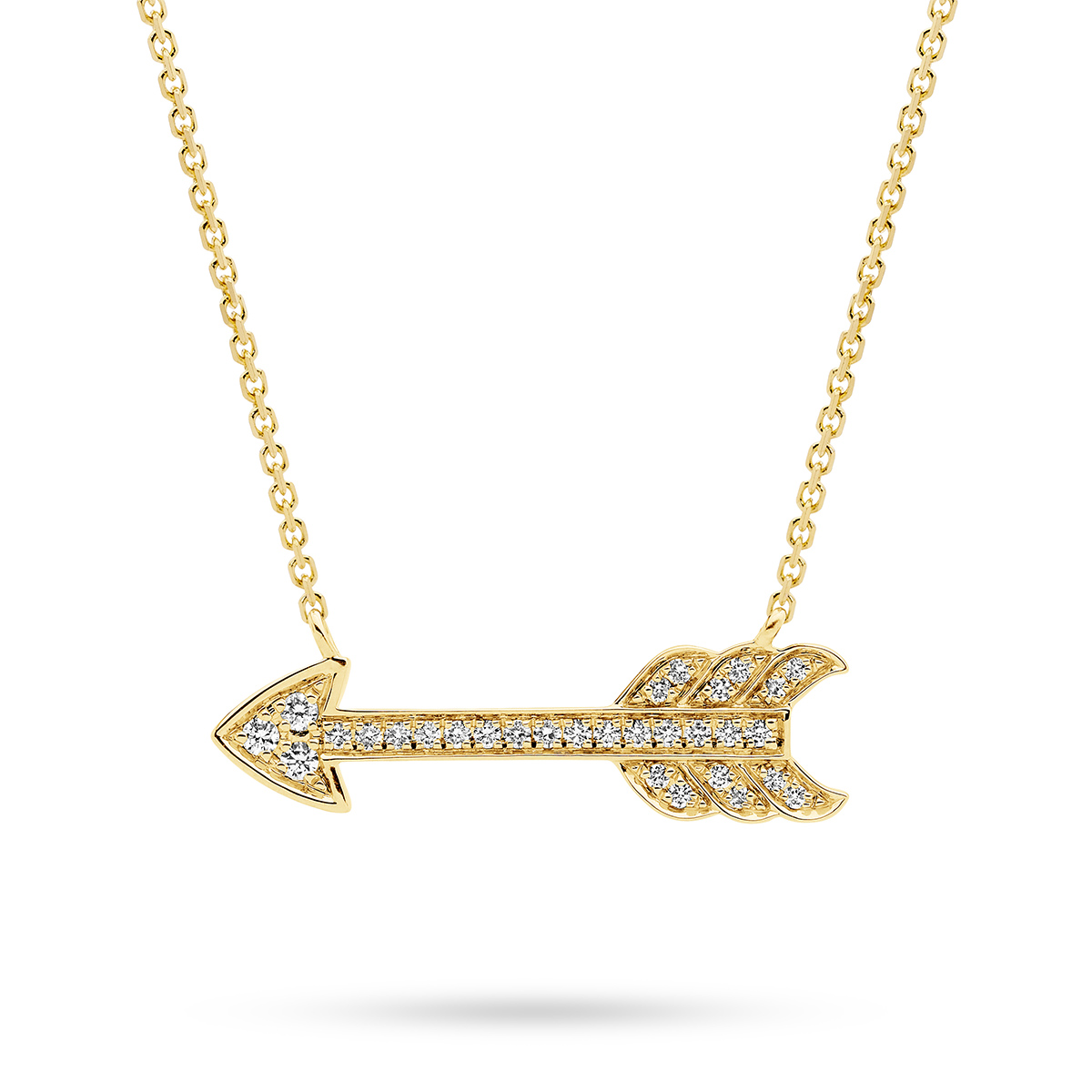 18K Yellow Gold Diamond Arrow Necklace