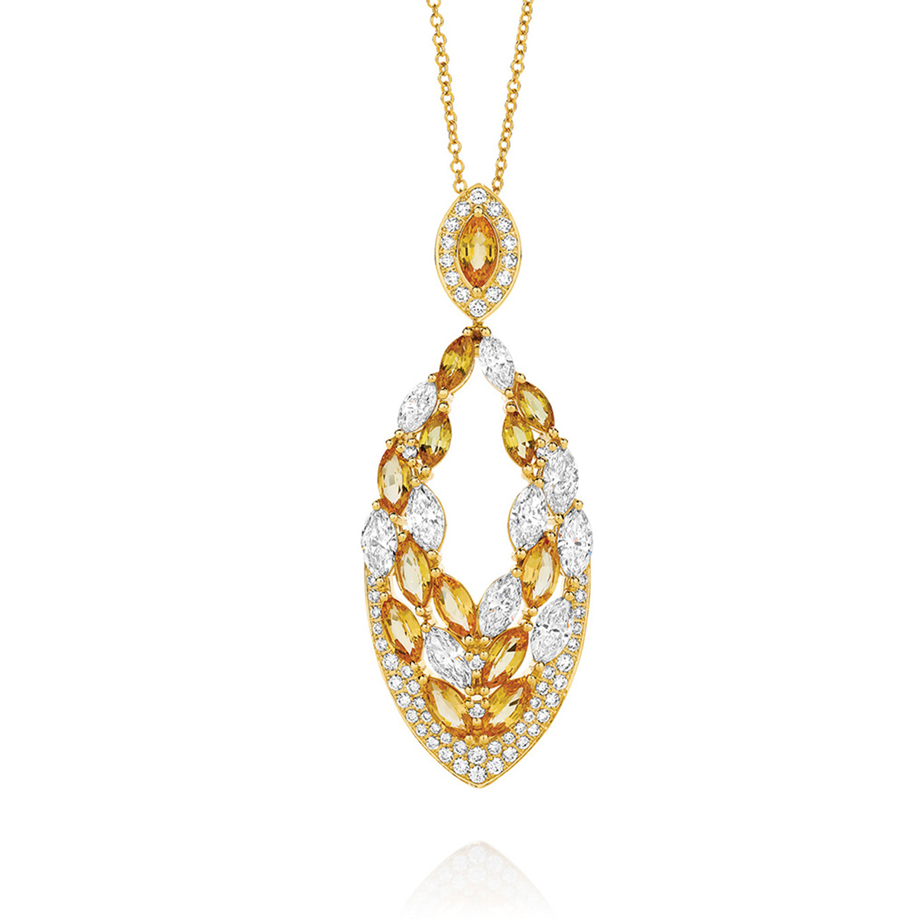 Yellow Sapphire &#038; Diamond Cocktail Pendant In 18K Yellow Gold