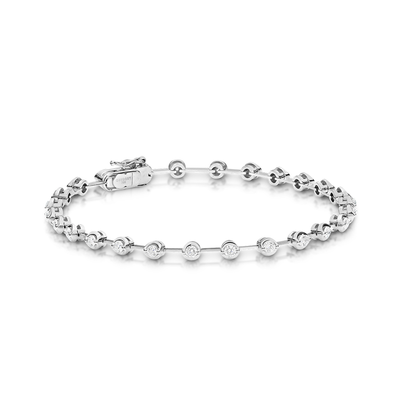 Classic Diamond Bar Bracelet In 18K White Gold