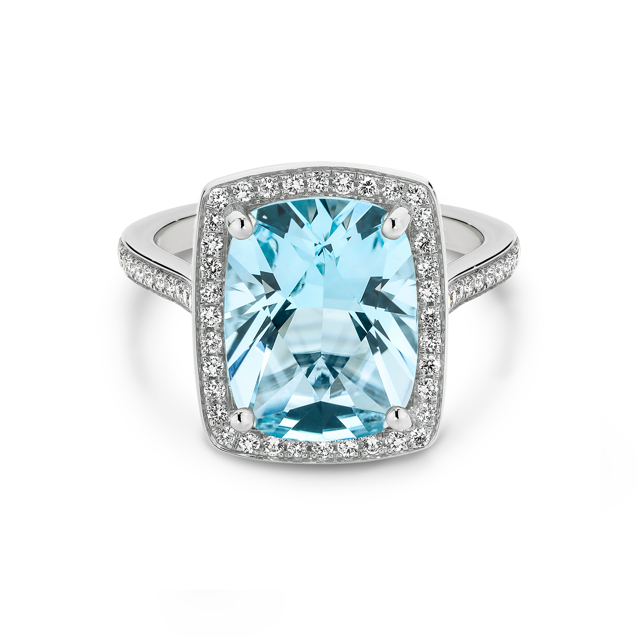 Cushion Cut Blue Topaz and Diamond Cocktail Ring