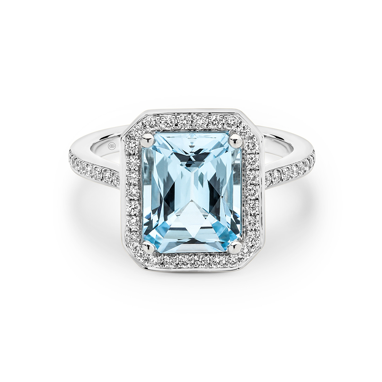 Tycoon 8 Blue Topaz &#038; Diamond Cocktail Ring In 18K White Gold