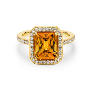 Tycoon 8 Citrine & Diamond Cocktail Ring In 18K Yellow Gold