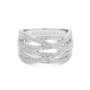 Grand Fancy Crossover Diamond Dress Ring in White Gold