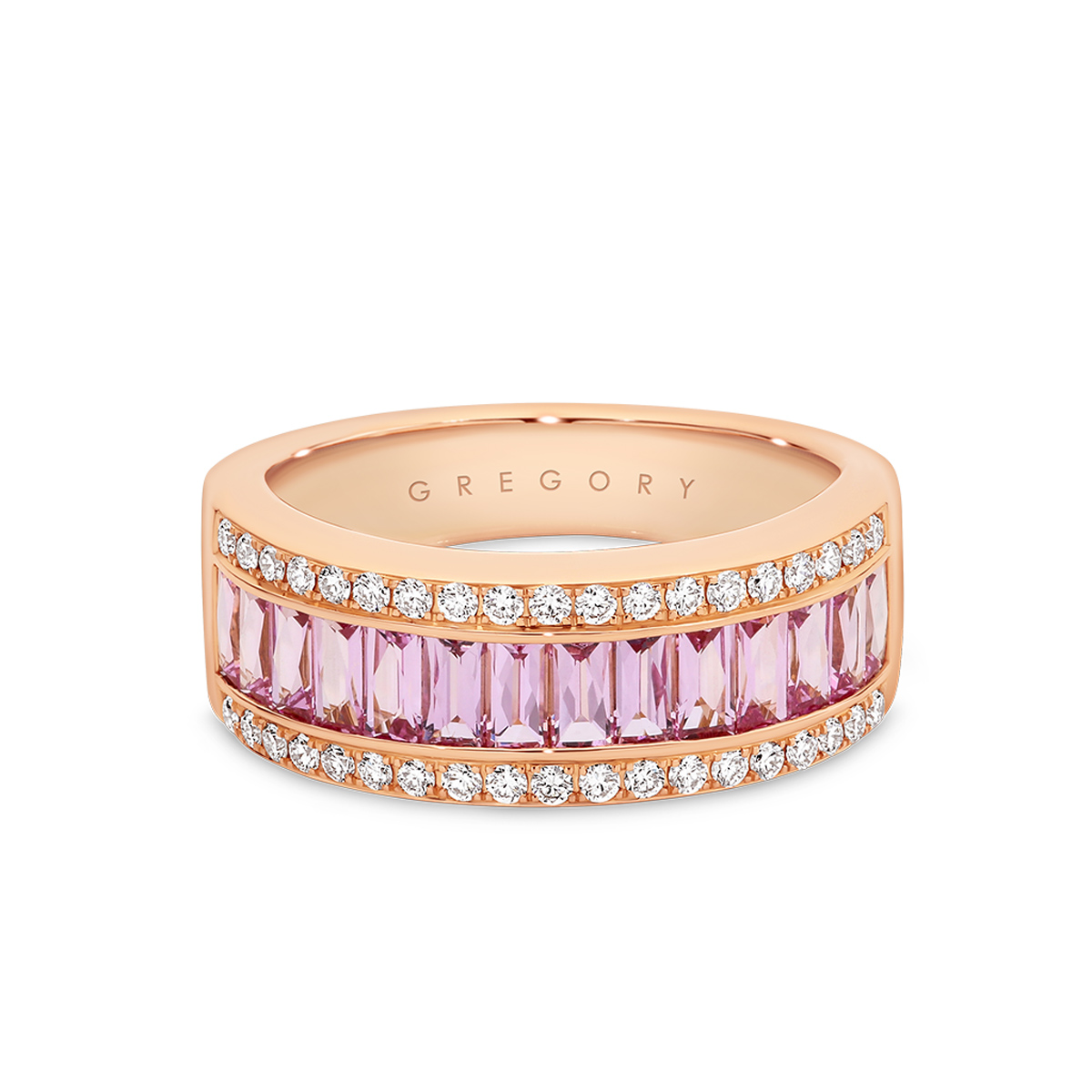 18K Rose Gold Pink Sapphire and Diamond Dress Ring