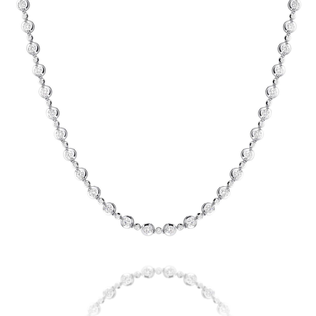 Classic Diamond Necklace In 18K White Gold