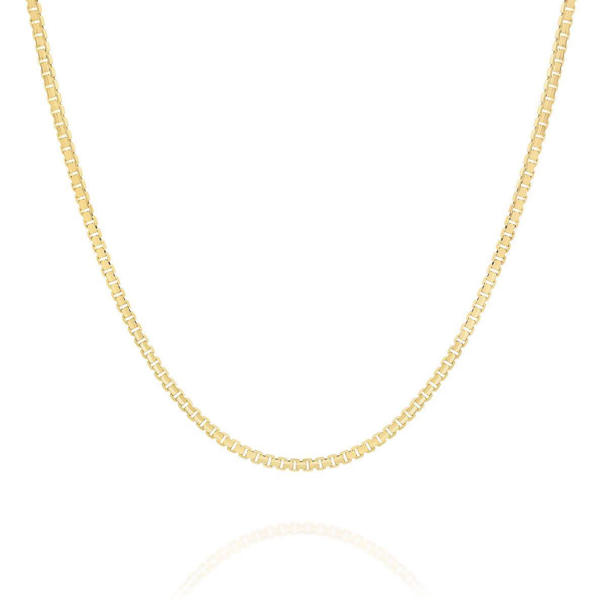 18K Yellow Gold &#8220;V&#8221; Cut Box Link Polished Finish Chain &#8211; Small