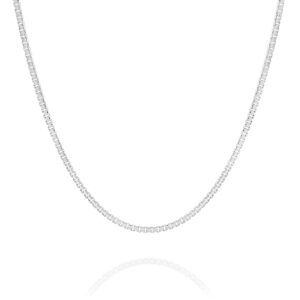 18K White Gold "V" Cut Box Link Polished Finish Chain - Small