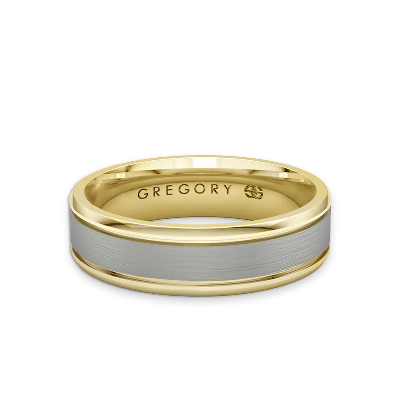 White &#038; Yellow Gold Modern Wedding Band