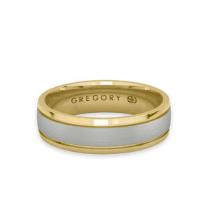 White & Yellow Gold Modern Wedding Band - W103