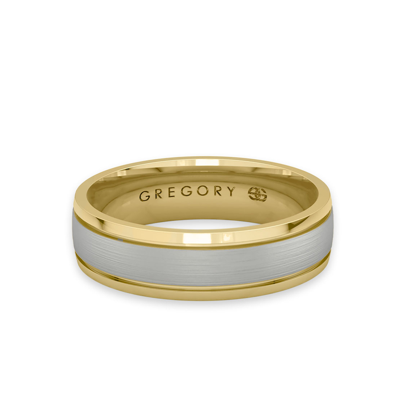 White &#038; Yellow Gold Modern Wedding Band