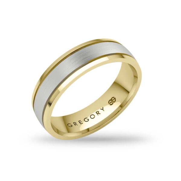 White & Yellow Gold Modern Wedding Band - W103
