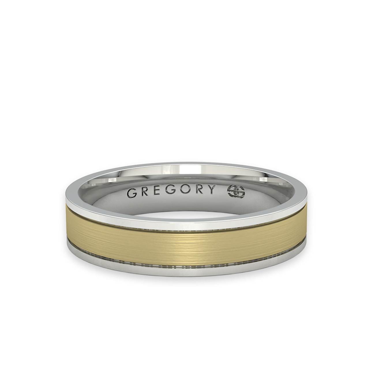 White &#038; Yellow Gold Modern Wedding Band