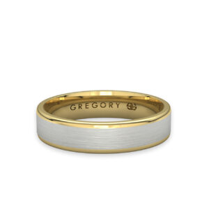Men’s Two Tone Wedding Ring in 18K White & Yellow Gold – SKU W114
