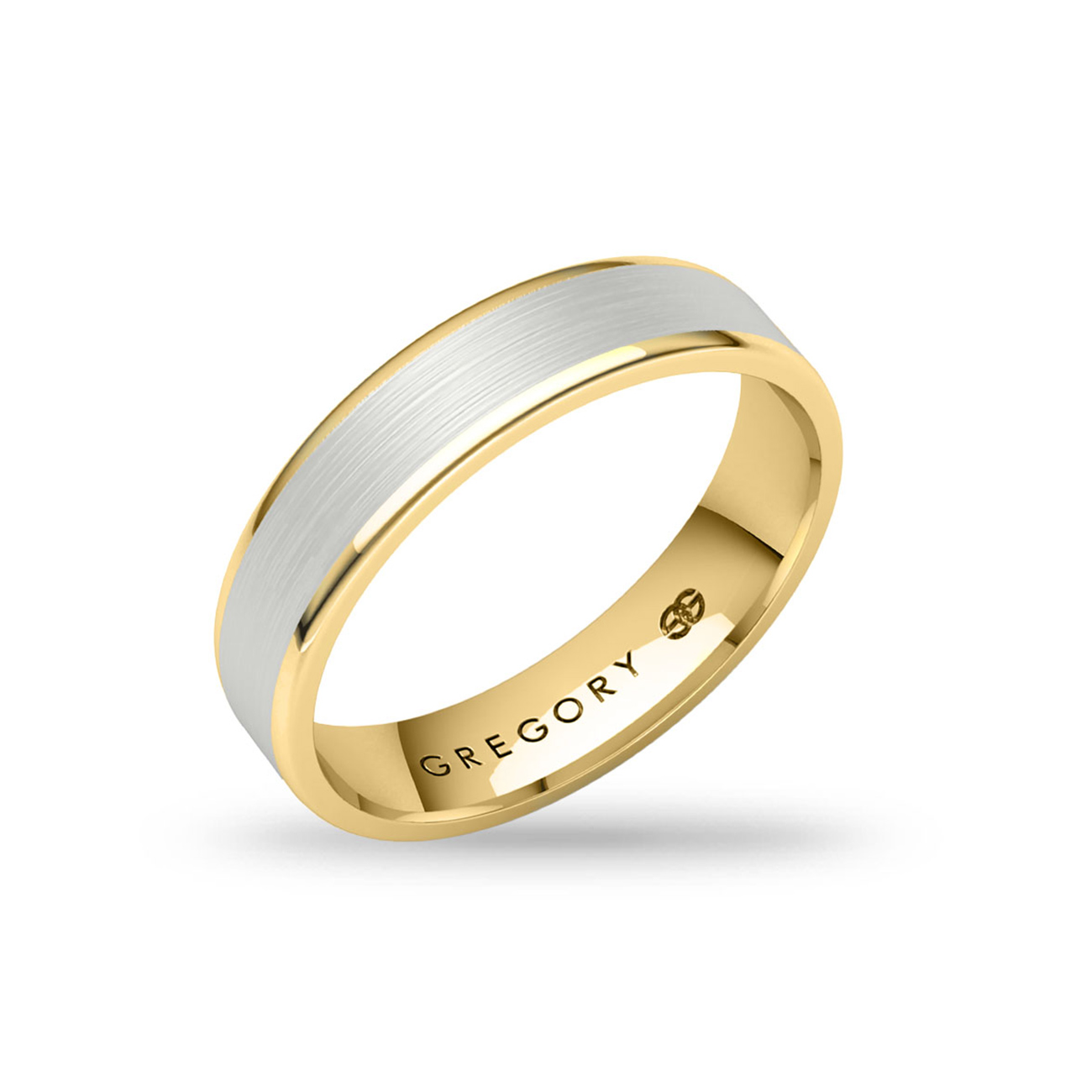 White &#038; Yellow Gold Modern Wedding Band