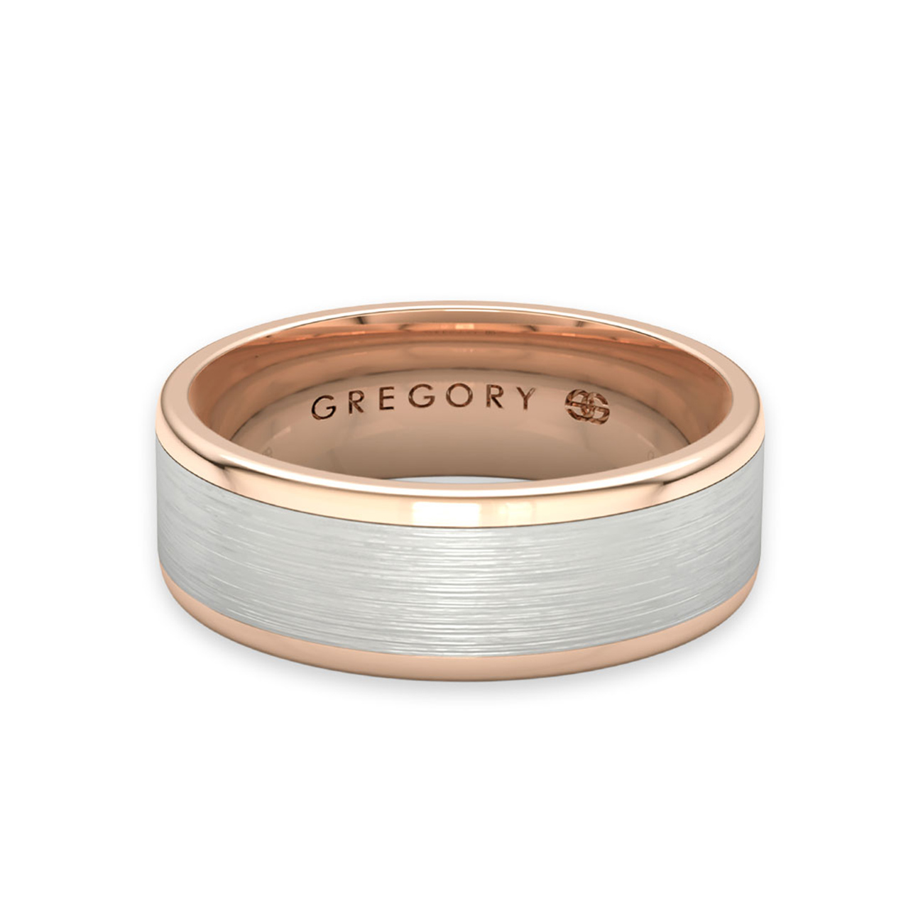 White & Rose Gold Modern Wedding Band