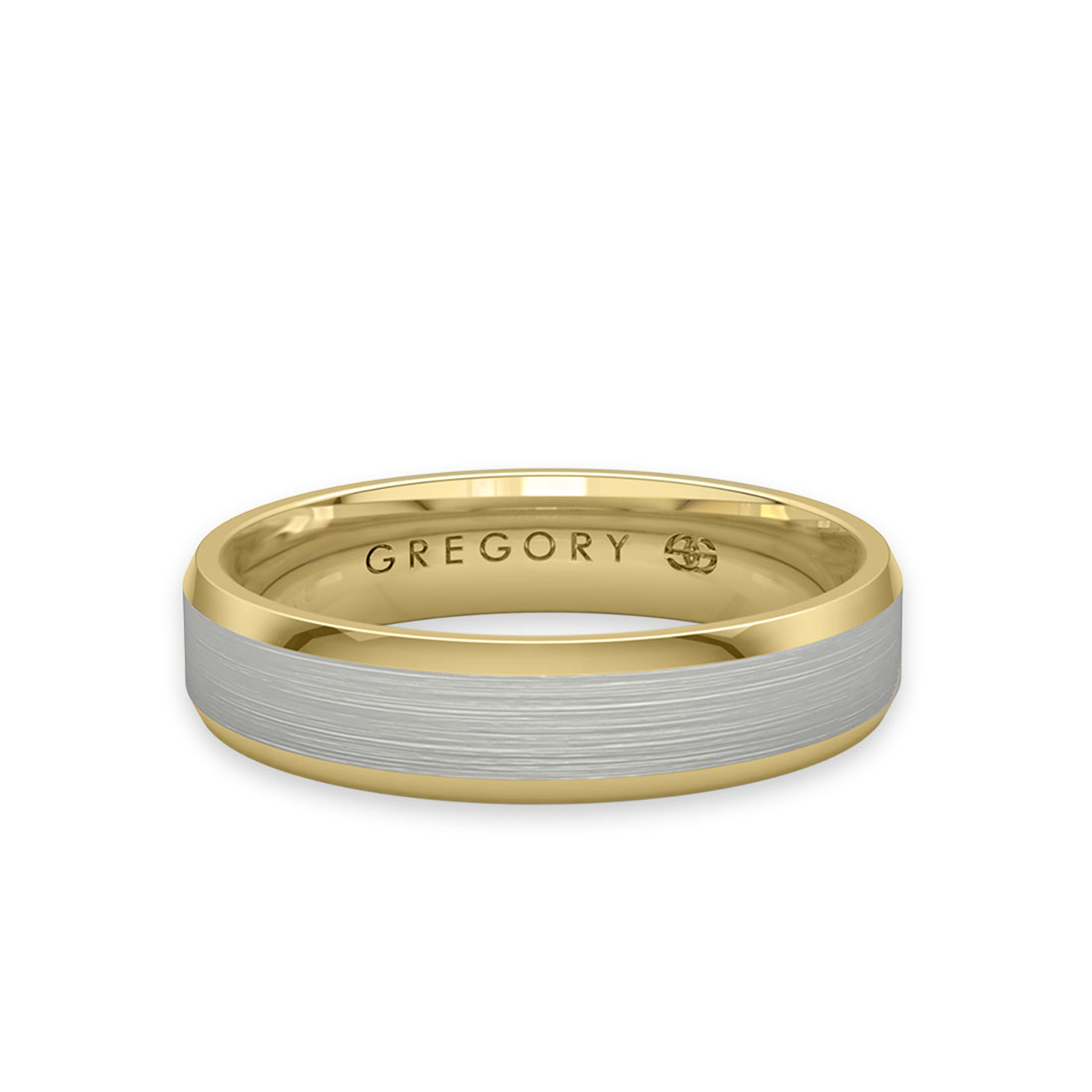 White &#038; Yellow Gold Modern Wedding Band