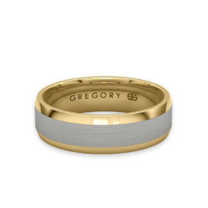White & Yellow Gold Modern Wedding Band